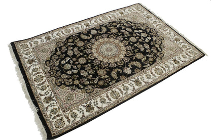 Handmade Wool Indo-Nain Floral Oriental Rug