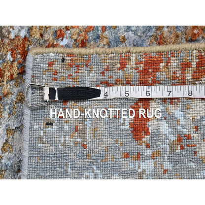 2'6"X10'3"Abstract Design Wool Farsian Knot Hand Knotted Runner Rug