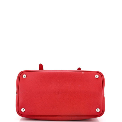 Prada Half Flap Double Turn Lock Satchel Saffiano Leather Medium