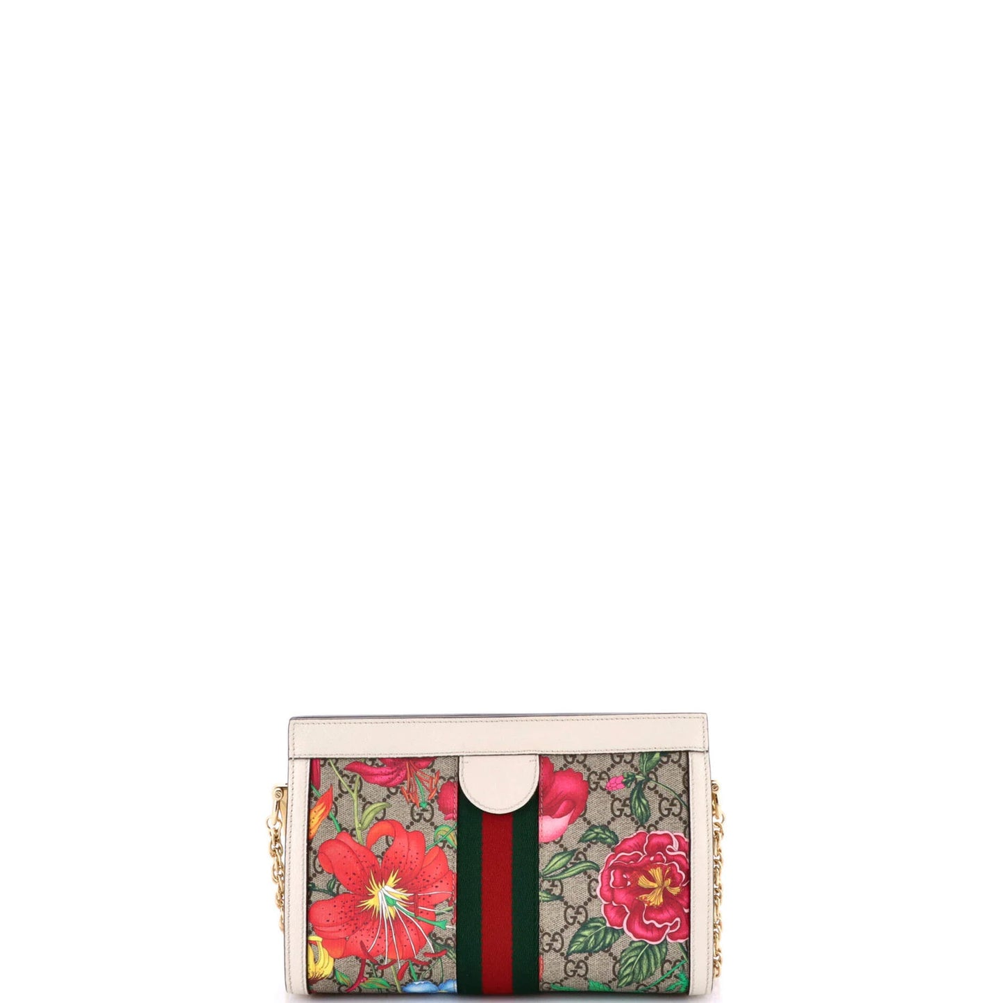 Gucci Ophidia Chain Shoulder Bag Flora Gg Coated Canvas Small