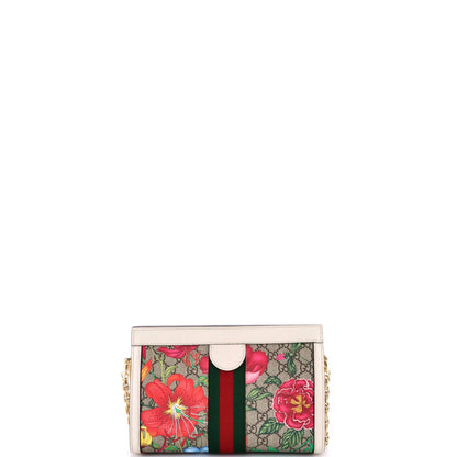 Gucci Ophidia Chain Shoulder Bag Flora Gg Coated Canvas Small