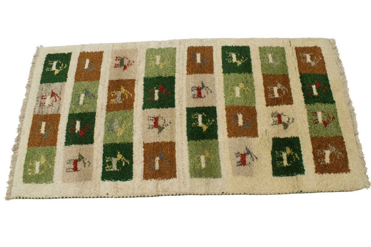 Handmade Thick Pile Multicolored Tribal Indo-Gabbeh Rug Oriental Carpet 2X4 ft