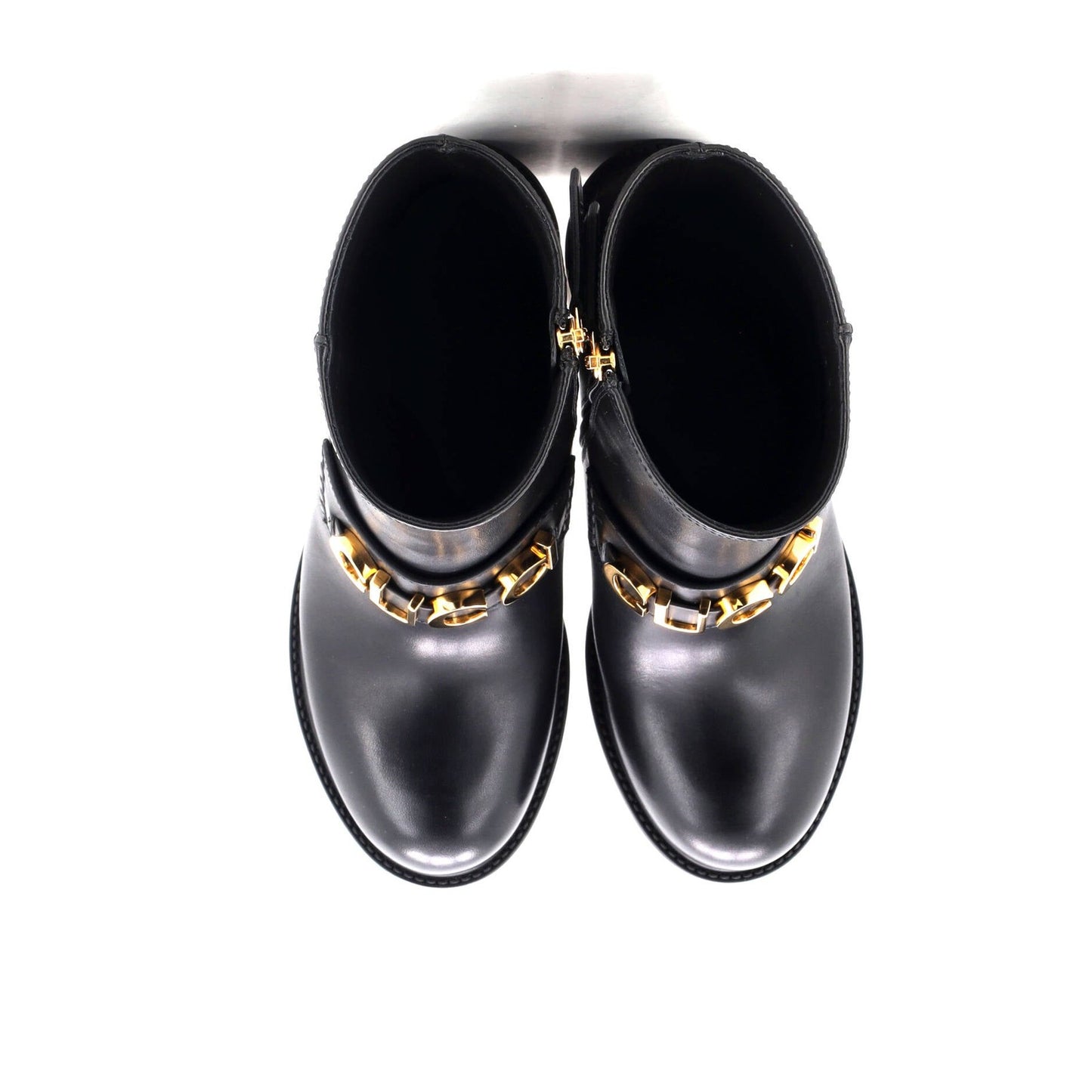 Gucci Women'S Logo Heeled Ankle Boots Leather