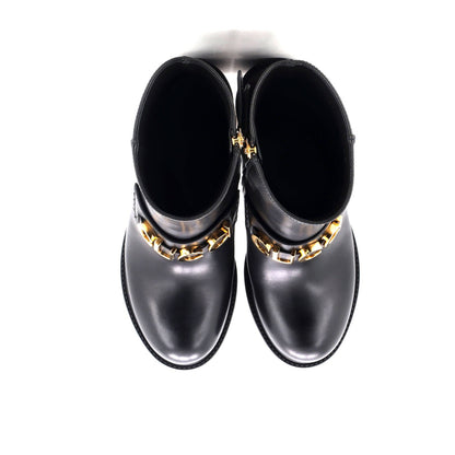 Gucci Women'S Logo Heeled Ankle Boots Leather