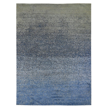 9'X12' Pure Silk And Wool Dissipating Design Hand Knotted Rug