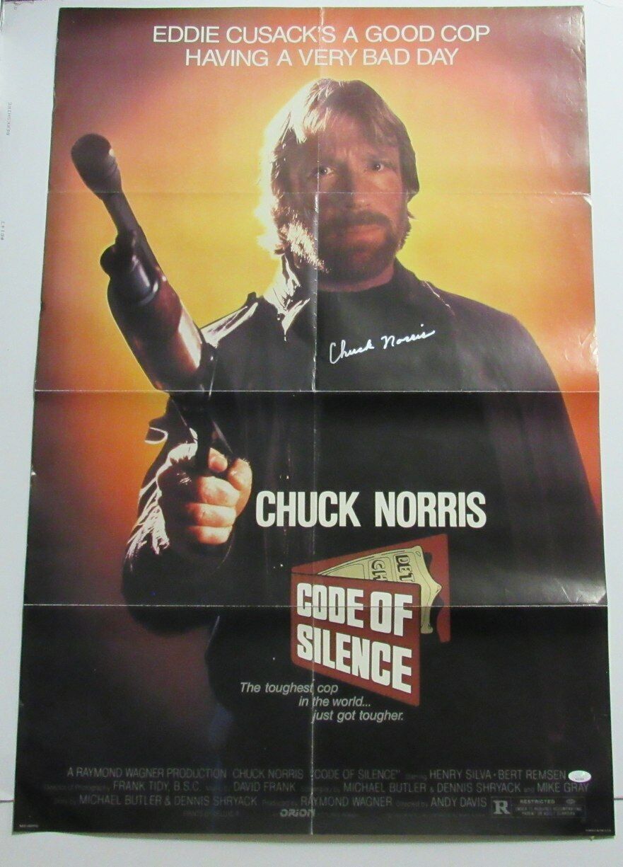 Chuck Norris Autographed Movie Poster 27X40 "Code Of Silence" Movie Jsa