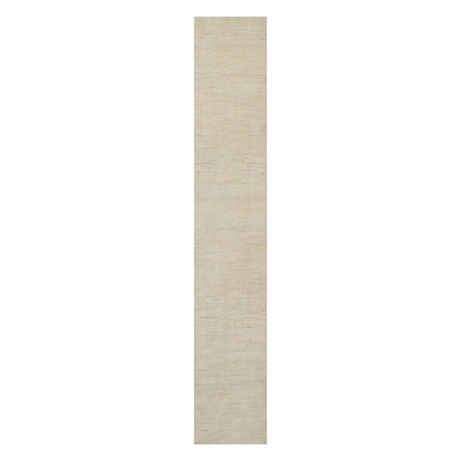 2'8"X16' White Modern Plain Design Pure Wool Hand Knotted Xl Runner Rug