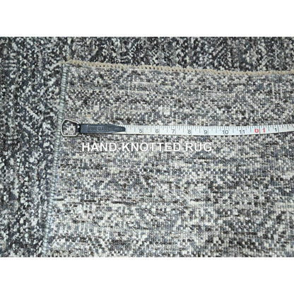2'7"X9'10" Gray Kohinoor Herat Design Soft Wool Hand Knotted Runner Rug