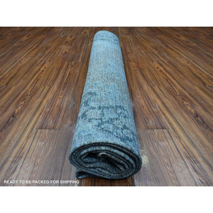 9'8"X13'3" Jet Gray Vintage Zoroastrian Karman Hand Knotted Oriental Rug