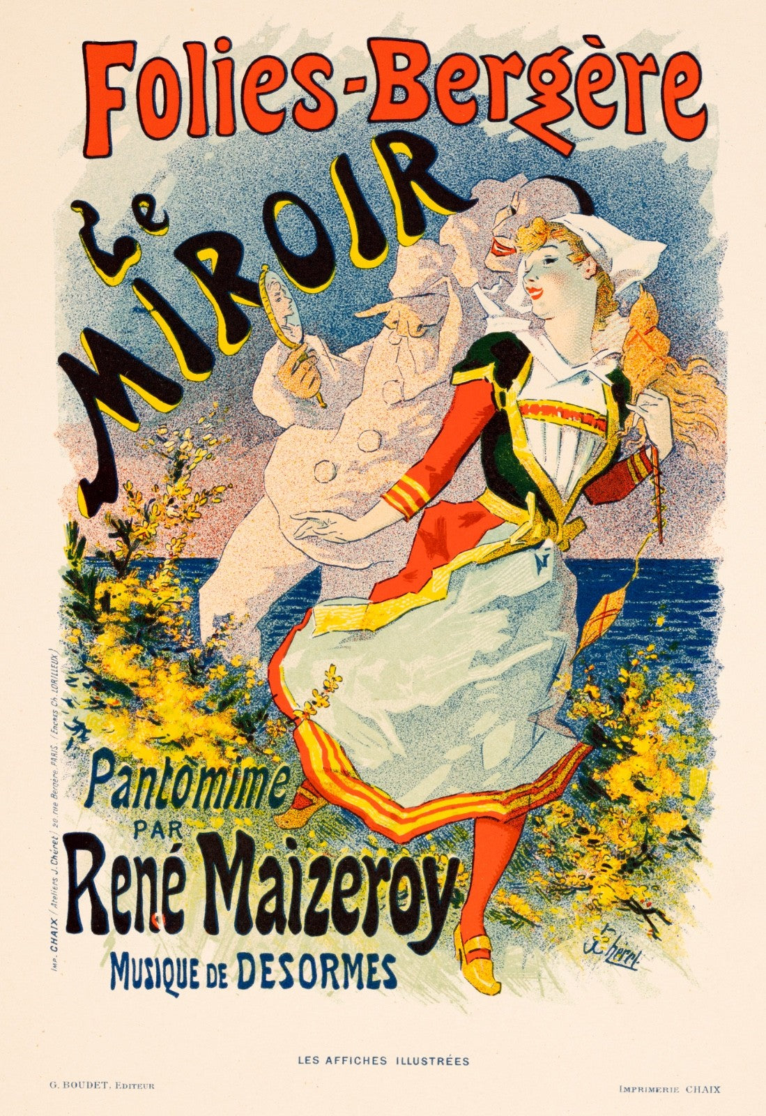 Folies Bergere Le Mirroir Jules Cheret For Les Affiches Illustrees 1896