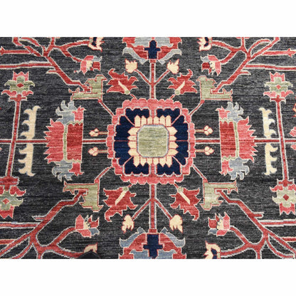 8'10"X11'10" Gray Afghan With Heris Rug All Over Design Hand Knotted Wool