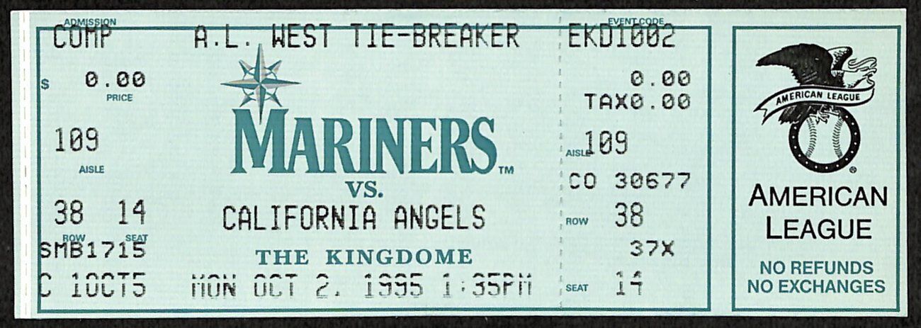 2004 Al West Tiebreaker Game Full Ticket Mariners