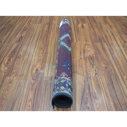 3'3"X4'9" Geometric Design Hand Made Wool Colorful Afghan Village Rug