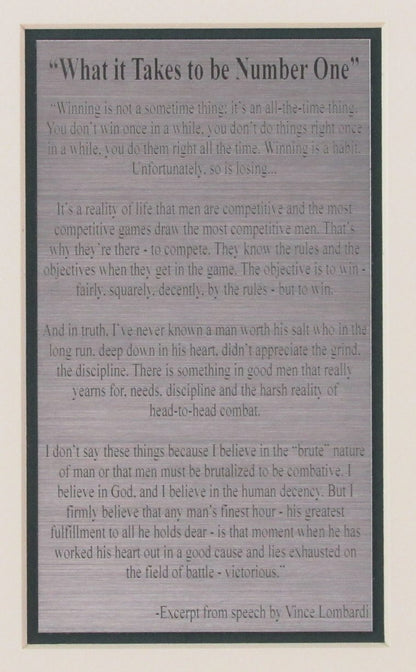 Vince Lombardi "Famous Speech" Framed Collage W/Laser Engraved Autograph