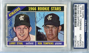 Larry Stahl And Ron Thompkins Autographed 1966 Topps Card (Psa/Dna)