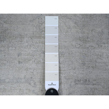 2'X2'9" Ivory Hand Knotted White Wash Peshawar Soft Wool Mat Oriental Rug