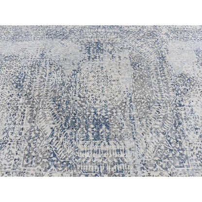 8'3"X10'2" Gray Silk Broken And Erased Design Vintage Hand Knotted Rug