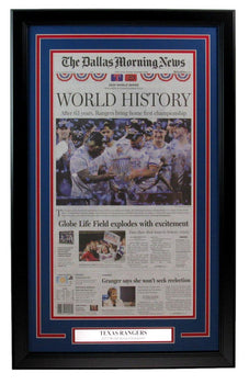 The Dallas Morning News Newspaper 2023 Texas Rangers World Series Champs Framed4