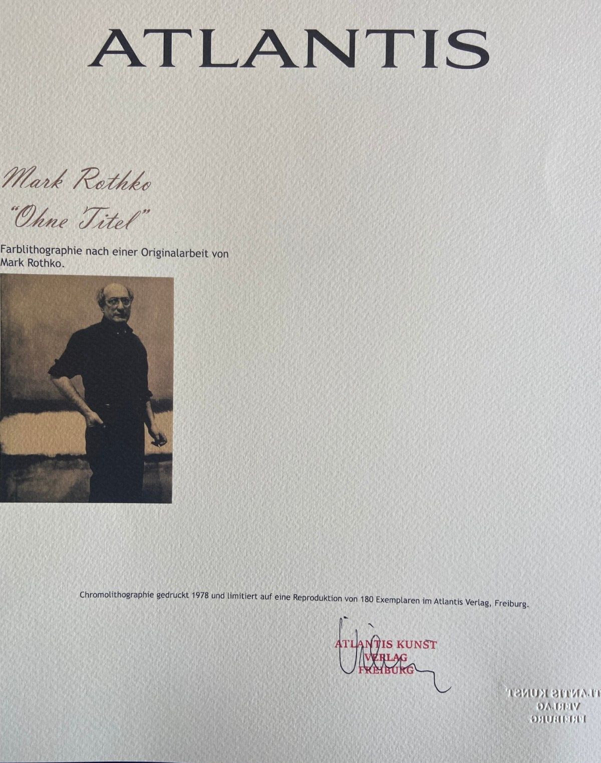 Mark Rothko Lithograph Coa Signed Op Numbered 180 Willem-De-Kooning