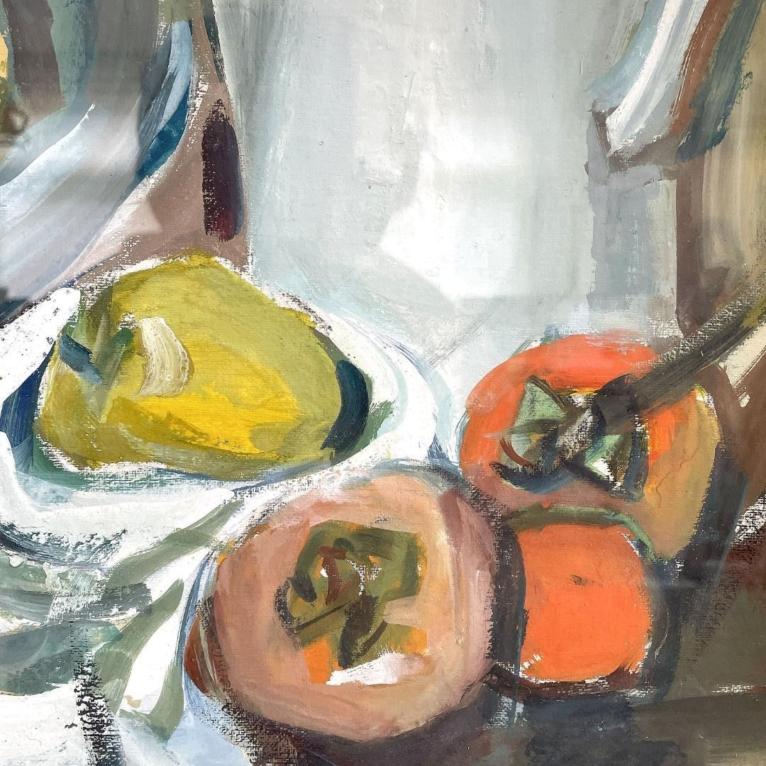 Ludwig Bock 1965 Original Gouache Still Life Painting  Apples & Pears  Signed