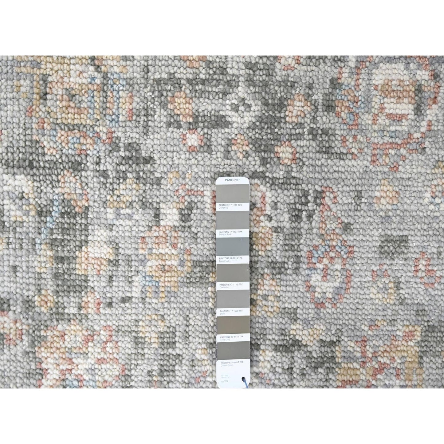 2'6"X8'10" Misty Gray Oushak Design Hand Knotted Soft Wool Runner Rug