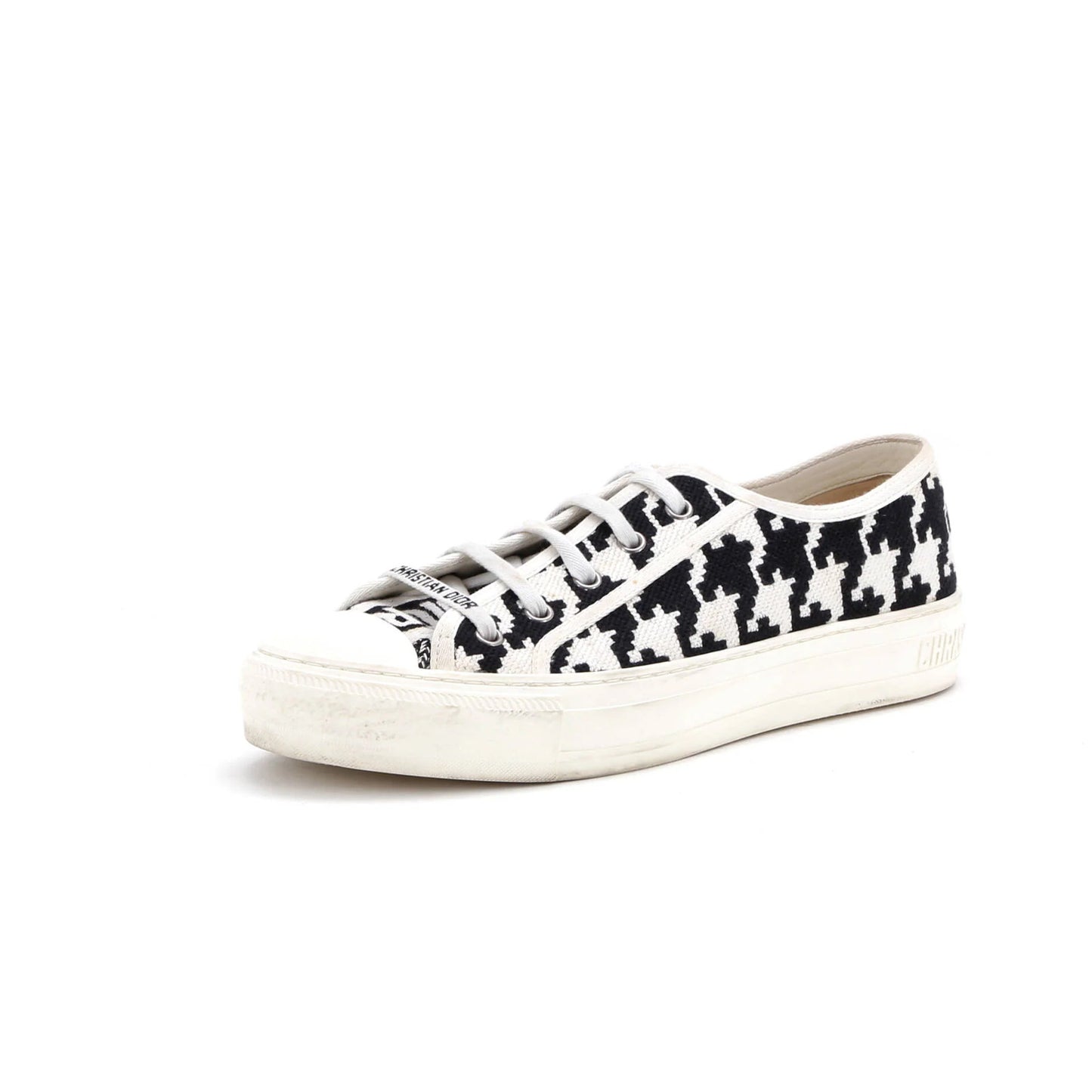 Christian Dior Women'S Walk'N'Dior Sneakers Houndstooth Embroidered Canvas