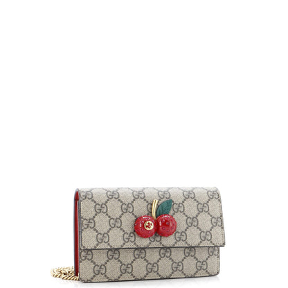 Gucci Cherries Wallet On Chain Gg Coated Canvas Mini