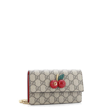 Gucci Cherries Wallet On Chain Gg Coated Canvas Mini