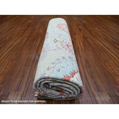 8'1"X9'3" Tan Color Finer Peshawar Pure Wool Hand Knotted Oriental Rug