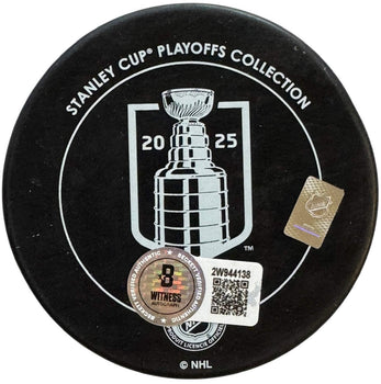 Aaron Ekblad Autographed 2025 Stanley Cup Champions Official Puck (Beckett Witne