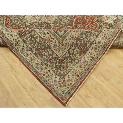 9'2"X12'1" Arroyo Red Tebraz Haji Jalili Soft Wool Pile Hand Knotted Rug