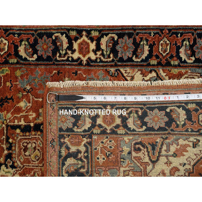 2'7"X16'3" Red Antiqued Heris Re-Creation Wool Hand Knotted Xl Runner Rug