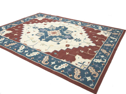 Reversible Hand-Hooked Dhurrie Oriental Rug