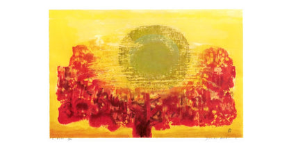 Joichi Hoshi "Sunset on the Red Tree" Woodblock Edition, Autographed and Framed