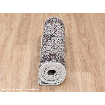 2'8"X10'1" Ivory Mahi Fish Design Wool And Silk Hand Knotted Runner Rug