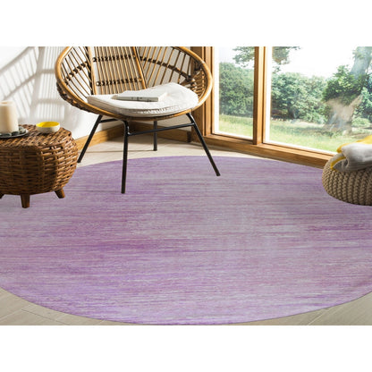 Rug 9'x9' Pink Zero Pile Organic Wool Ombre Design Hand Knotted Round