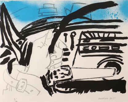 Franois Bret - 'Hands On The Wheel' Limited Edition Lithograph, Signed, Framed