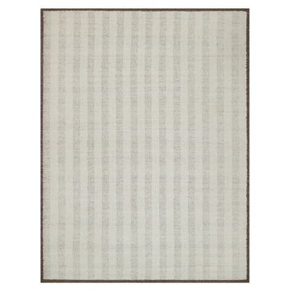 9'3"X12' Ivory Line Design Flat Weave Undyed Natural Wool Hand Woven Rug