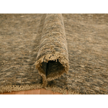 7'6"X10' Brown Modern Grass Design Undyed Natural Wool Hand Knotted Rug