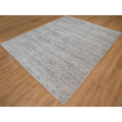 7'10"X10' Ivory Modern Design Undyed Natural Wool Hand Knotted Rug