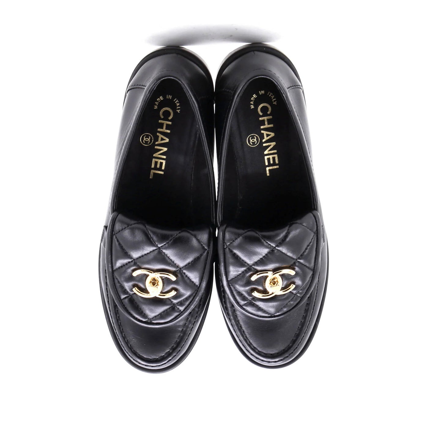 Chanel Women'S Cc Loafers Quilted Leather