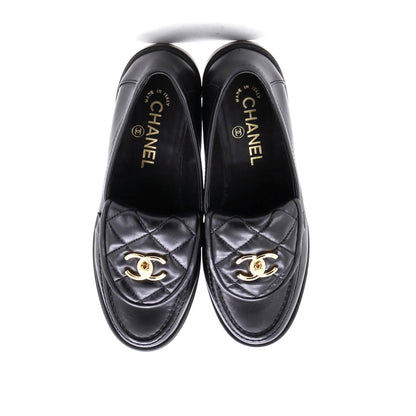 Chanel Women'S Cc Loafers Quilted Leather