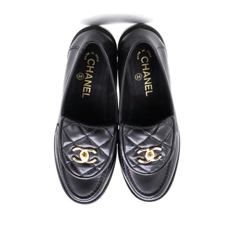 Chanel Women'S Cc Loafers Quilted Leather