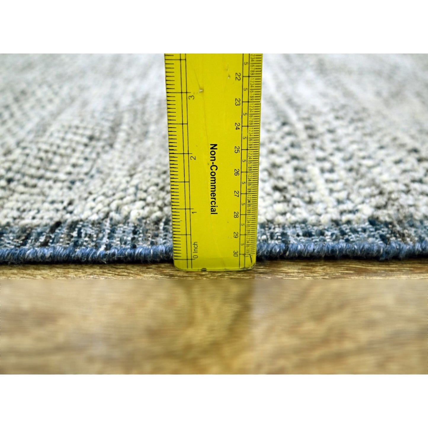 6'X9'1" Navy Blue Wool Rug Hand Knotted Oxidized Grass Design Oriental