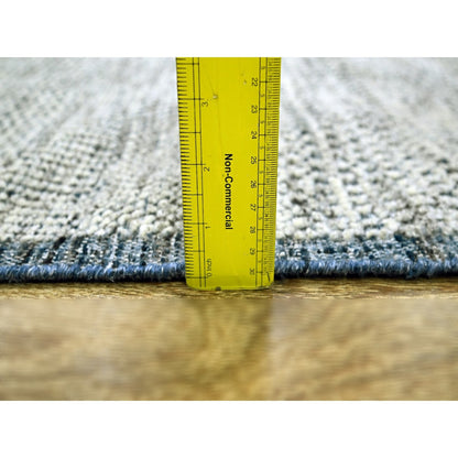 6'X9'1" Navy Blue Wool Rug Hand Knotted Oxidized Grass Design Oriental