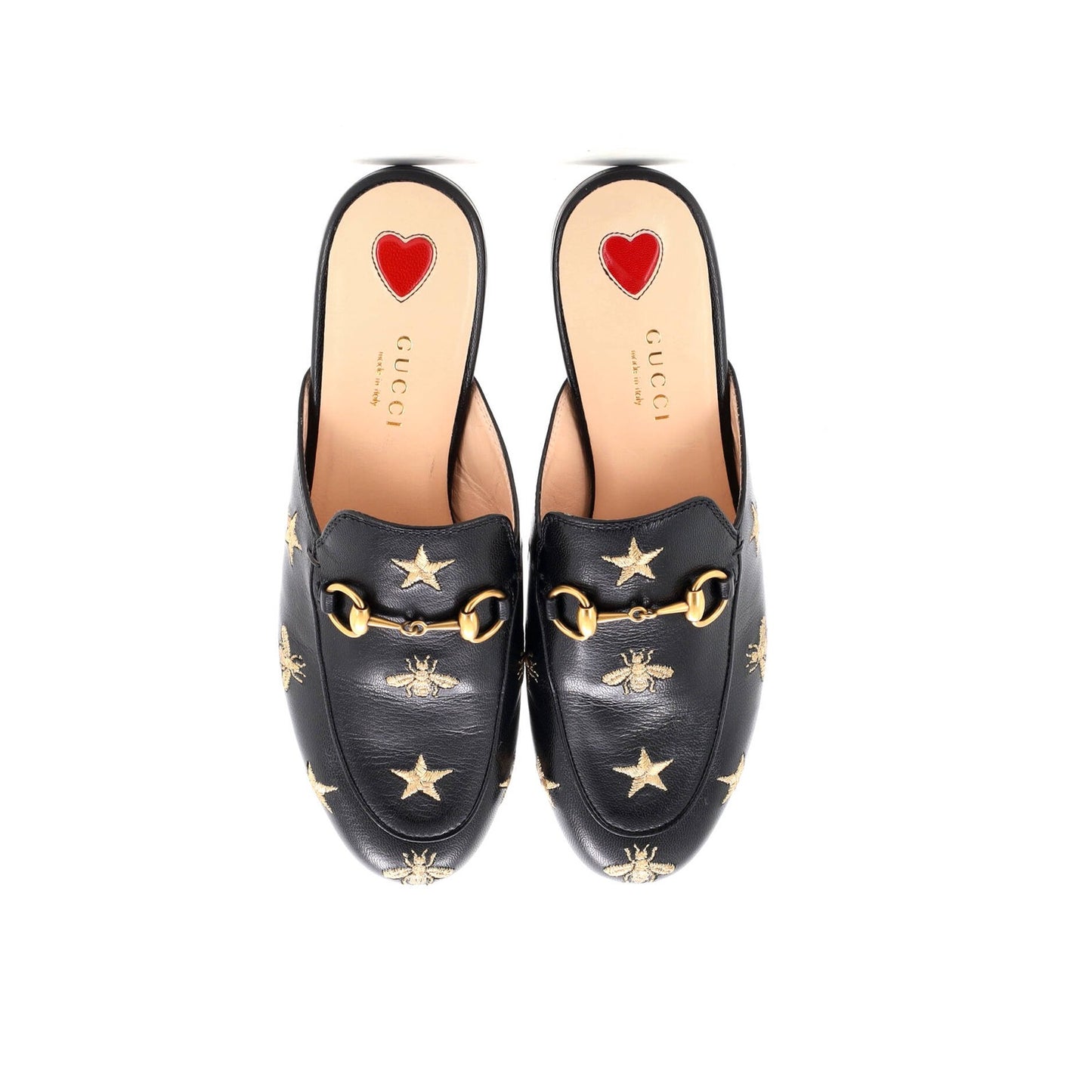 Gucci Women'S Princetown Mules Embroidered Leather