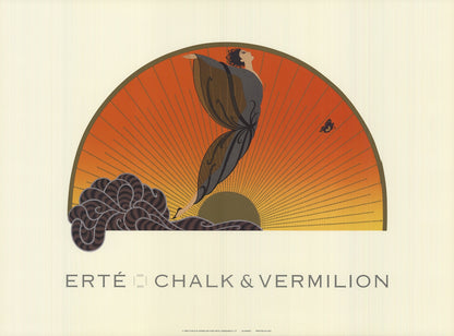 Erte Sunrise " Poster Art Deco Multicolor Orange Yellow Gray