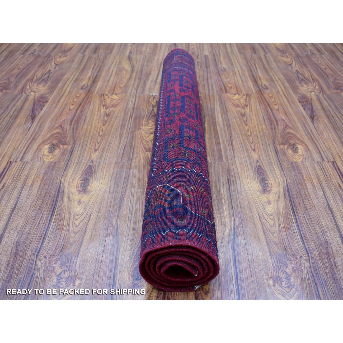 3'4"X4'9" Afghan Khamyab Soft Afghan Wool Deep Red Hand Knotted Rug
