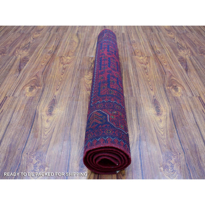 3'4"X4'9" Afghan Khamyab Soft Afghan Wool Deep Red Hand Knotted Rug
