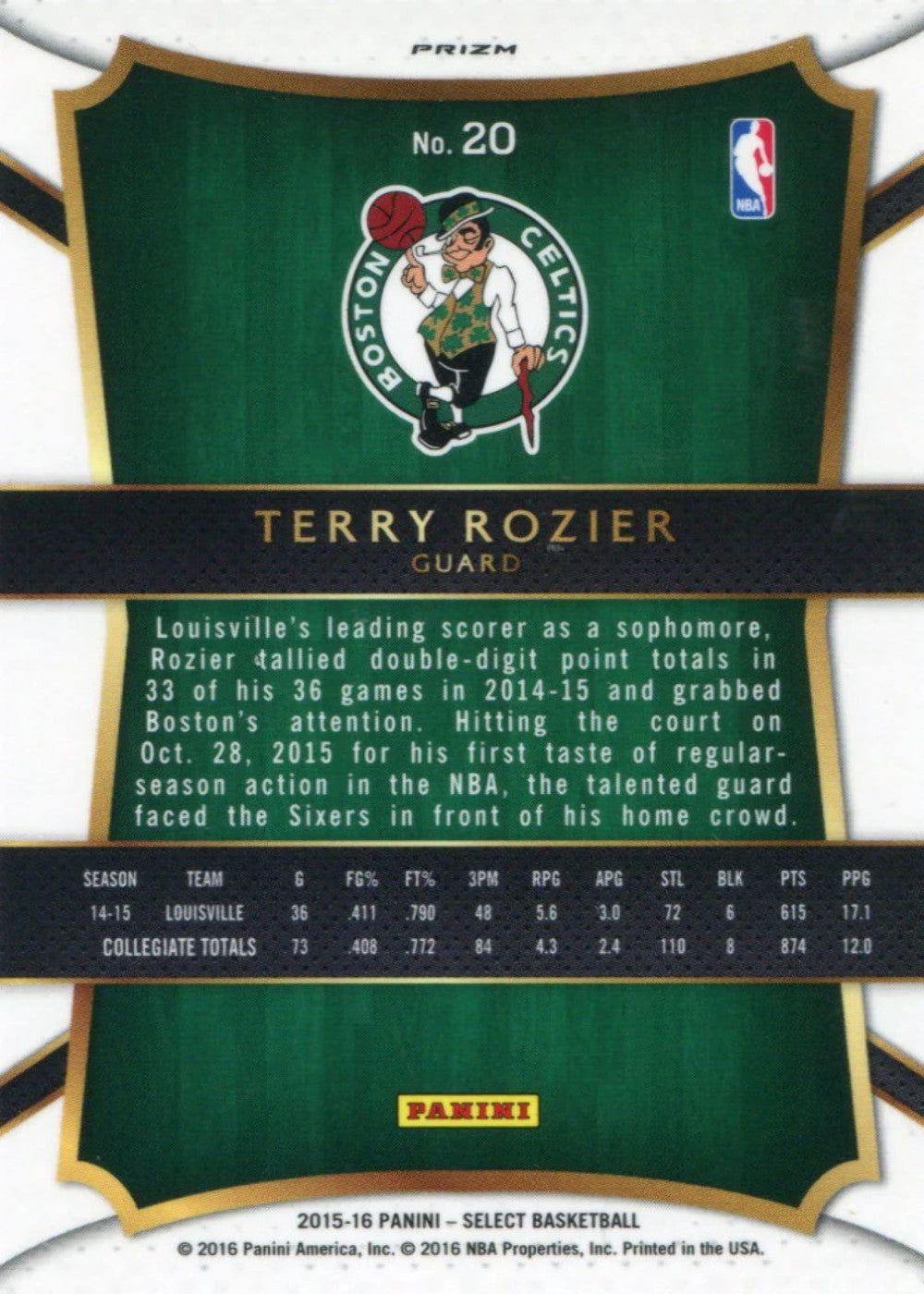 Terry Rozier 2015 Panini Select Tri Color